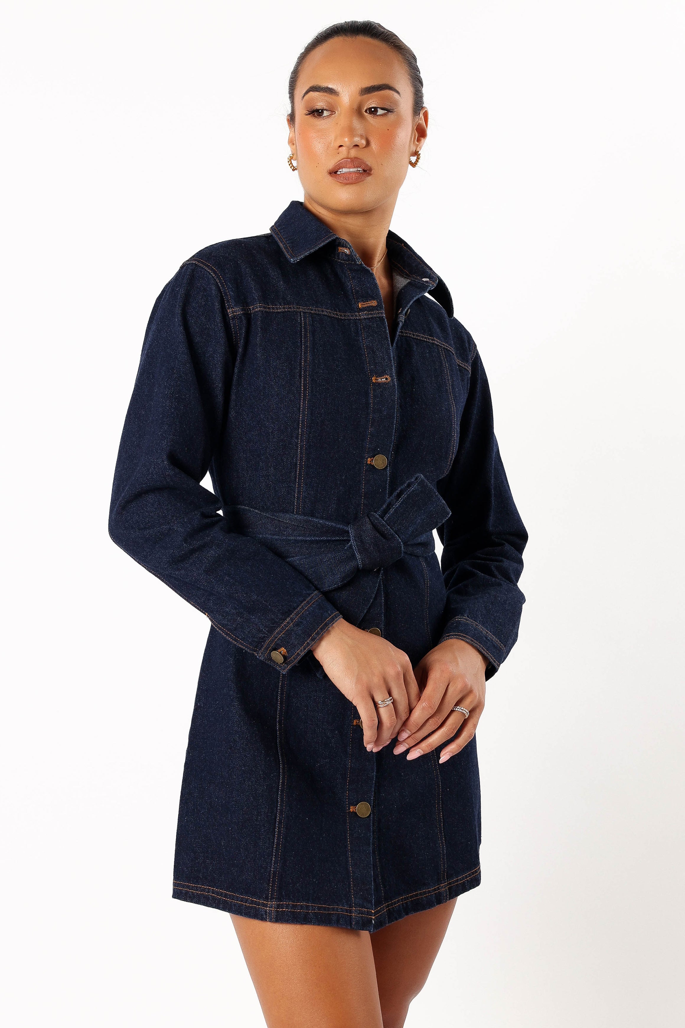 Natala Long Sleeve Mini Dress - Denim
